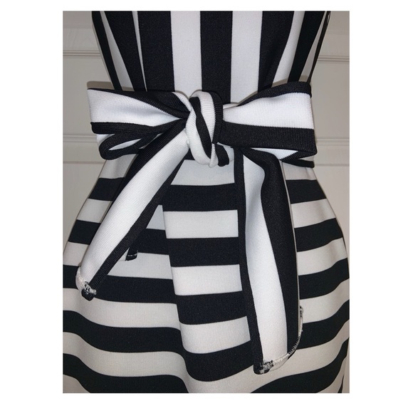 RAYA ‼️SALE‼️ B & W striped Bandage Midi dress—NWOT - Picture 3 of 10
